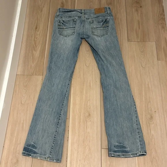 Y2K American Eagle AE Artist Low Rise Flare Stretch Jeans Size 4 Long - Picture 3 of 10